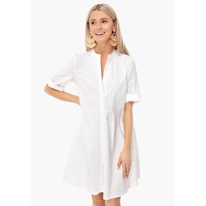Tuckernuck Women's White Cotton Poplin Royal Shirt Dress Mini Length sz L NWOT